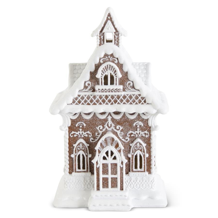 13.75" LED Gingerbread House with Timer –Christmas Decoration