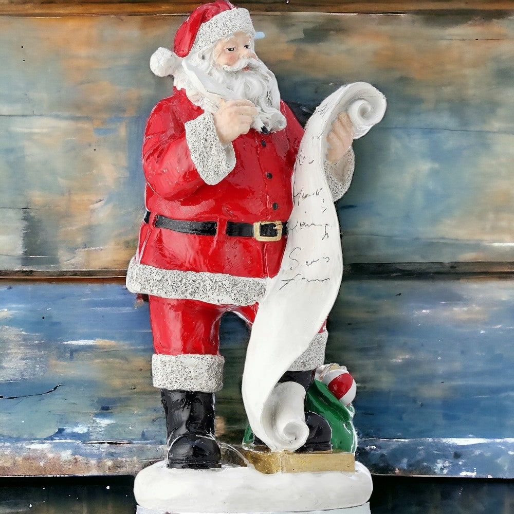 10" Santa Checking His List Twice – Festive Christmas Holiday Figure