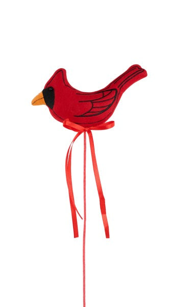 15" Embroidered Cardinal Pick with Bow