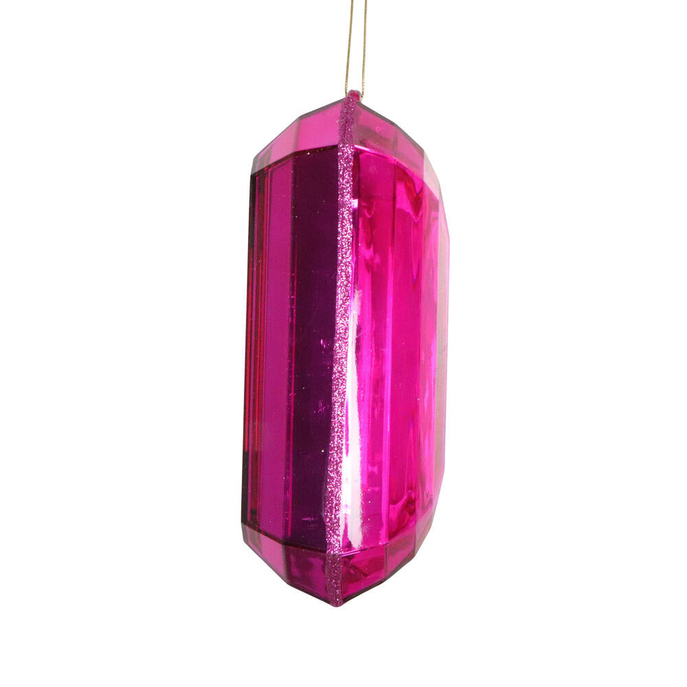 8″ Pink Rectangle Jewel Glitter Ornament – Sparkling Acrylic Jewel