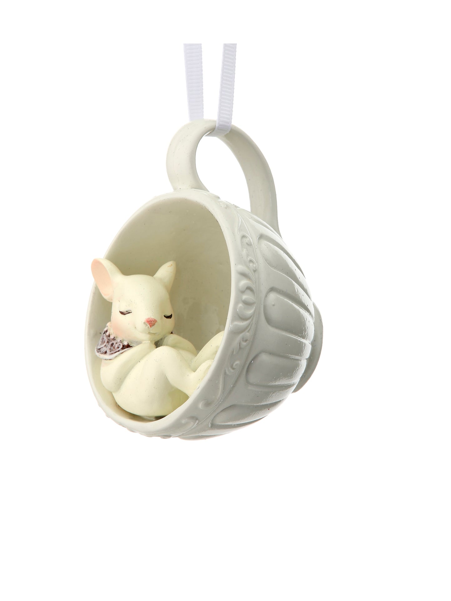 4" Gingerbread Mice in a Teacup Ornament – Whimsical Christmas Decoration