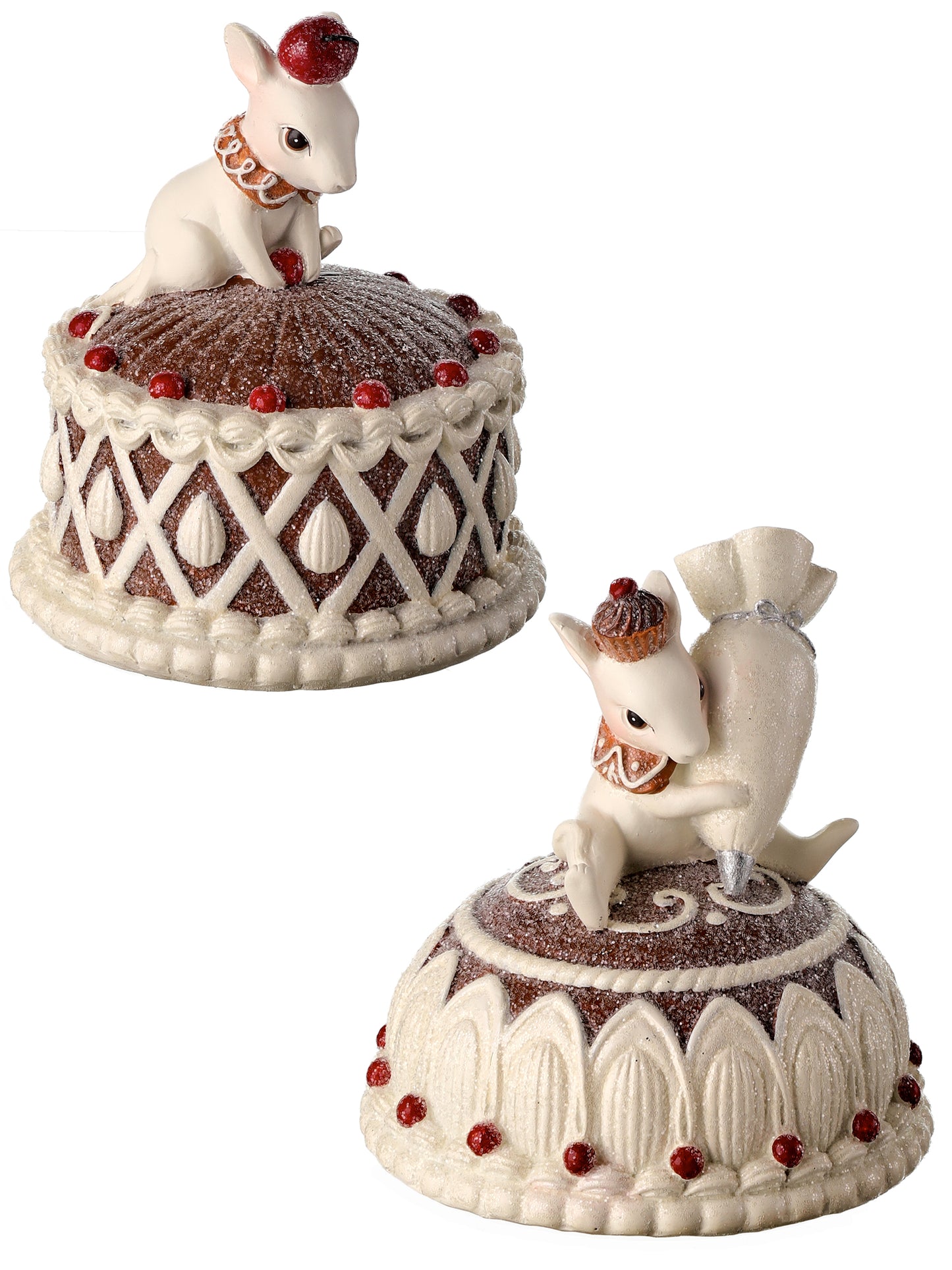 4.5" Resin Mouse on Gingerbread Cake – Christmas Decorations