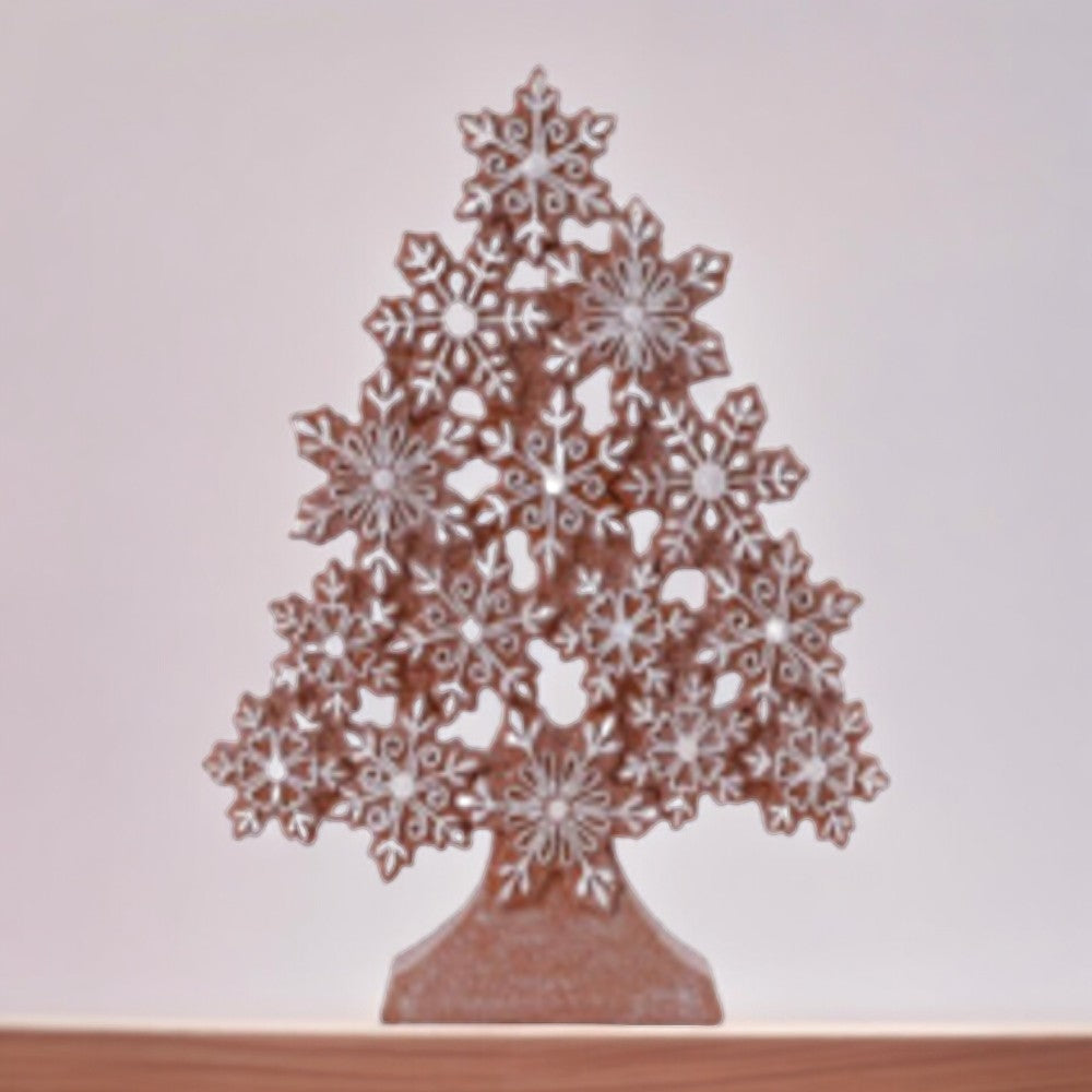11.85" Gingerbread Snowflake Christmas Tree Decoration - Intricate Festive Holiday Decor