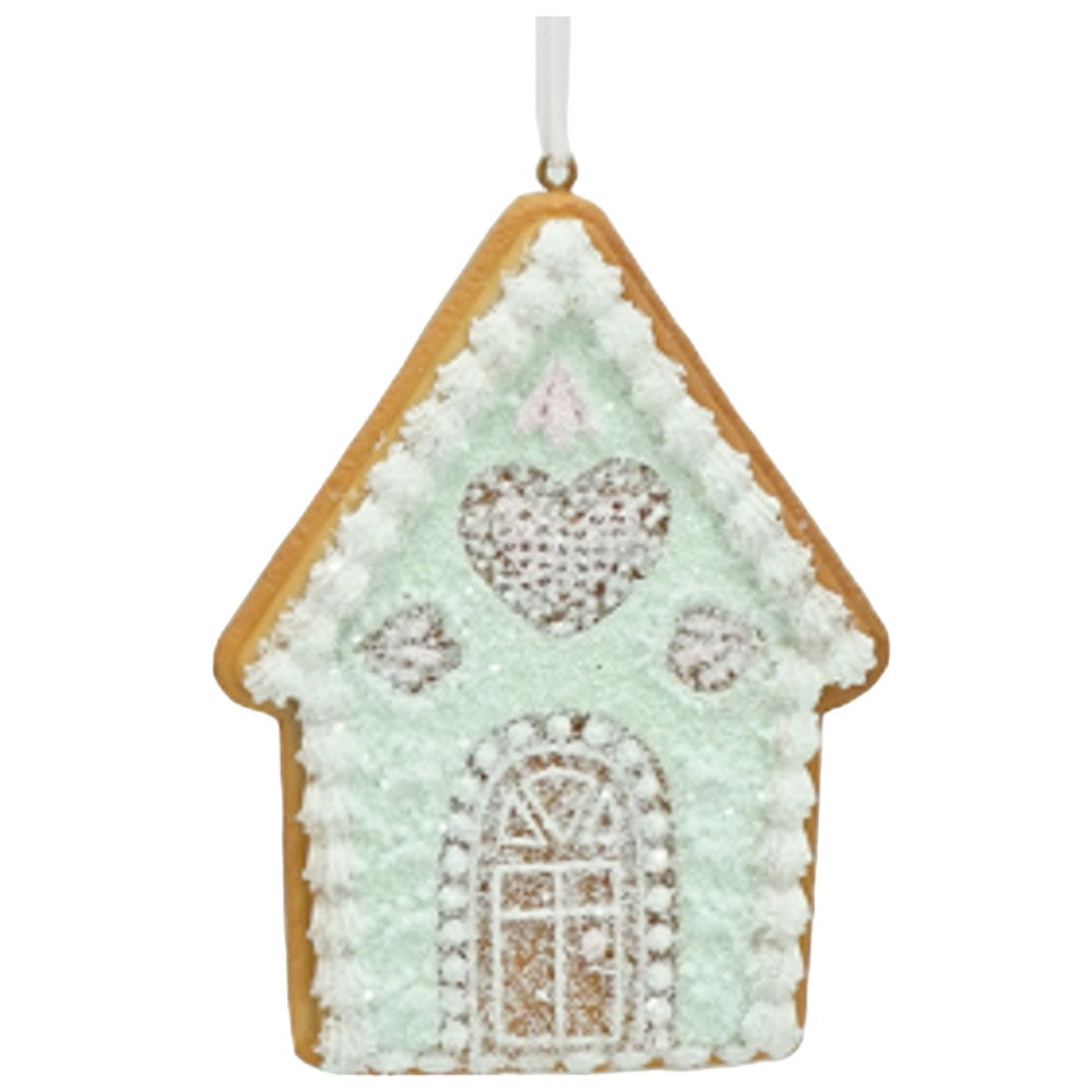 4" Pastel Gingerbread Cookie Ornament – Pink & Mint Ball with Frosting