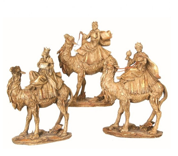 13" Resin 3 Wise Men Set Elegant Nativity Scene Christmas Decoration