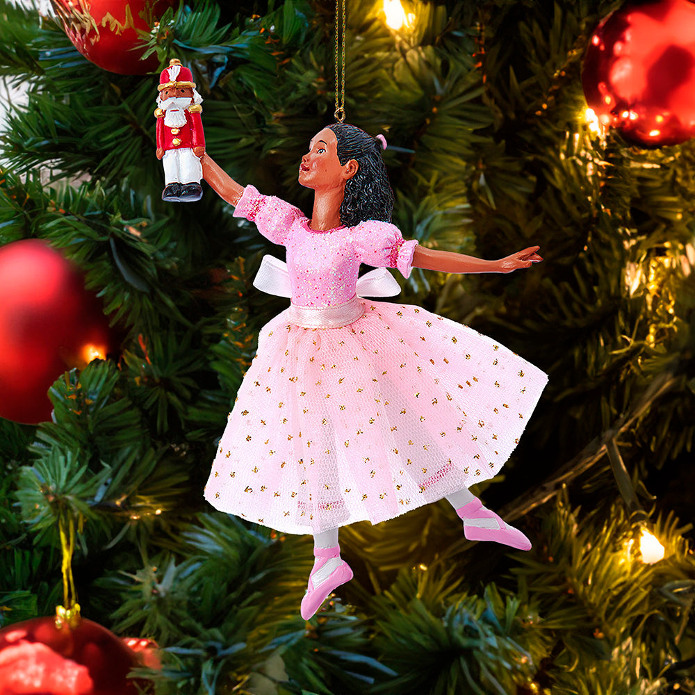 6.75" African American Clara Ballerina Ornament – Elegant Christmas Decoration