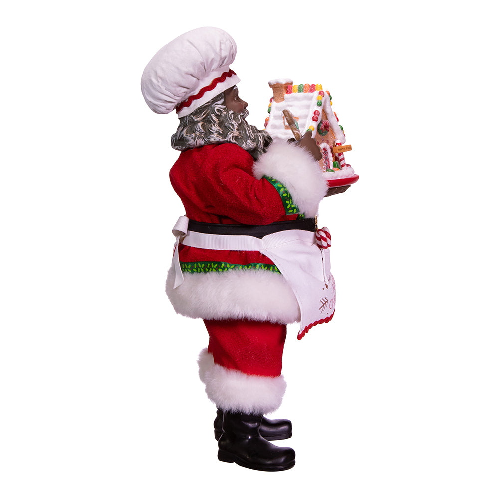 10.5" Fabriché™ African American Gingerbread Chef Santa – Festive Christmas Figure