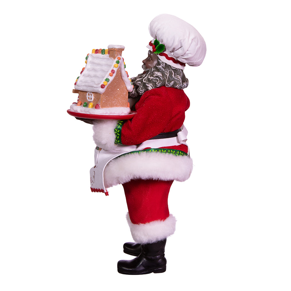 10.5" Fabriché™ African American Gingerbread Chef Santa – Festive Christmas Figure