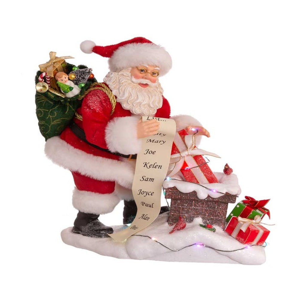 10.5" Fabriché™ Battery-Operated Lighted Chimney Santa – Festive Christmas Decoration