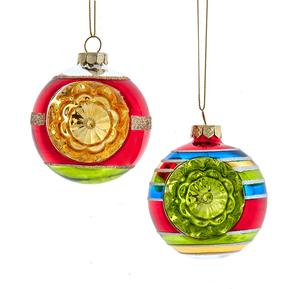 3" Vintage Tinsel Glass Christmas Ornament Set of 4 - Elegant Retro Holiday Decorations