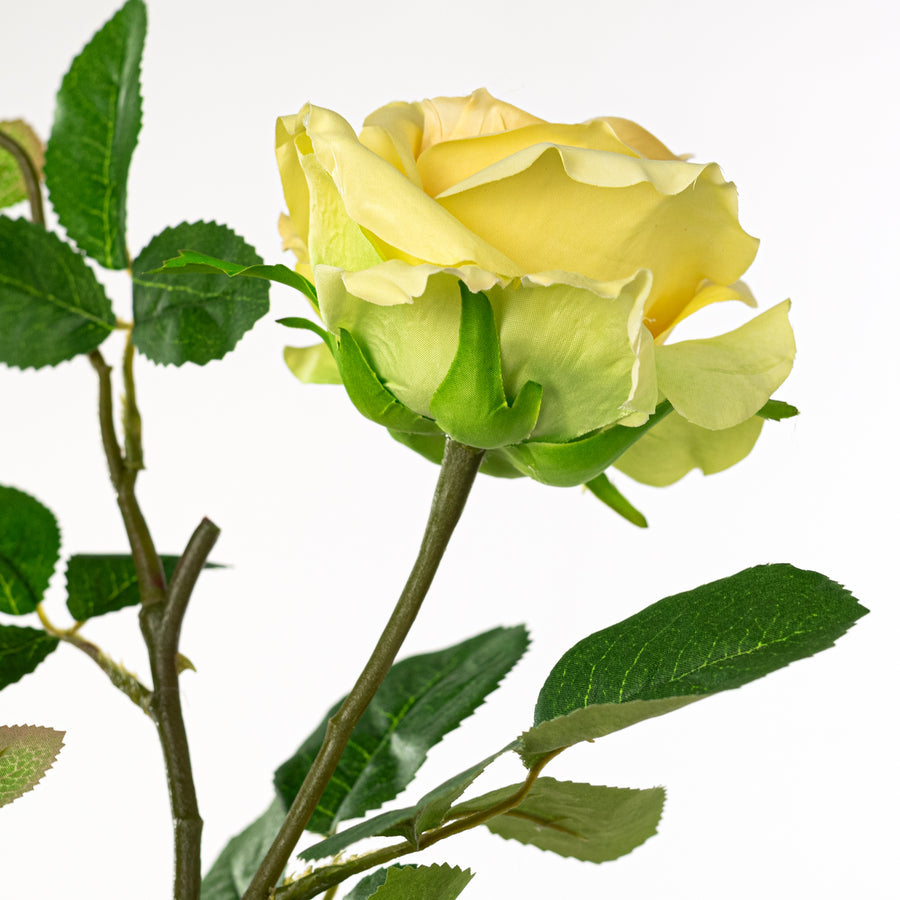 30" Yellow Rose Spray – Realistic Faux Floral Stem