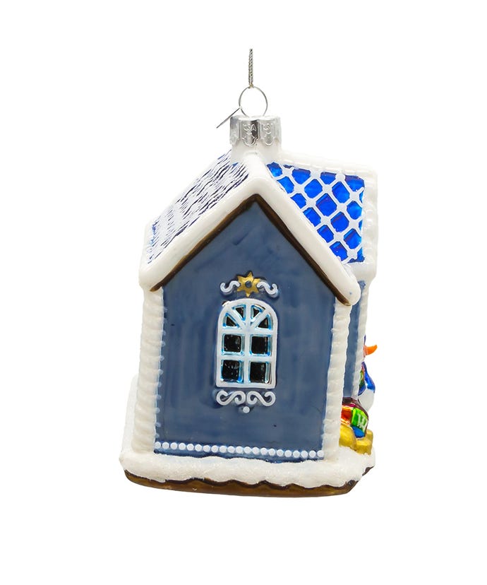 4.5" Glass Hanukkah House Ornament – Elegant Jewish Holiday Decoration"