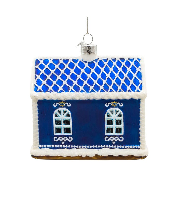 4.5" Glass Hanukkah House Ornament – Elegant Jewish Holiday Decoration"