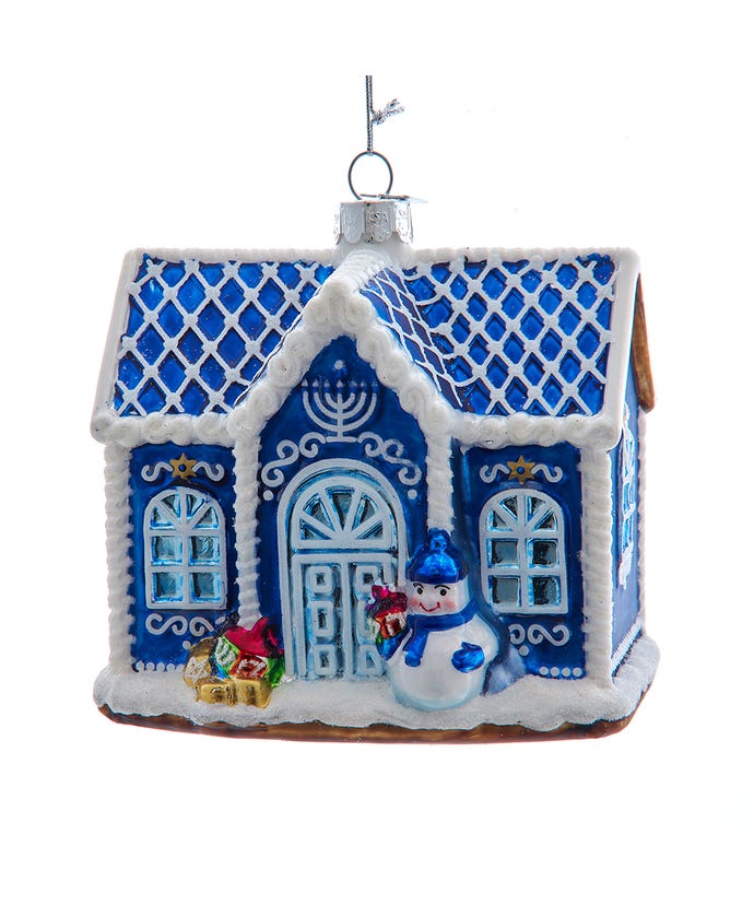 4.5" Glass Hanukkah House Ornament – Elegant Jewish Holiday Decoration"