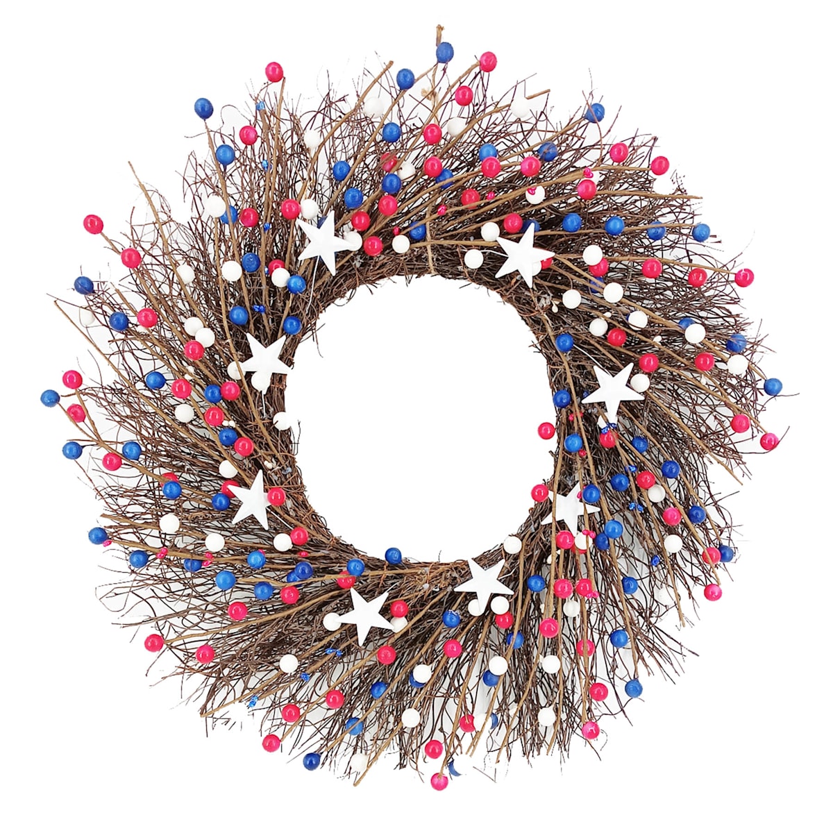 22" Patriotic Wreath with Stars for 4th of July Decor