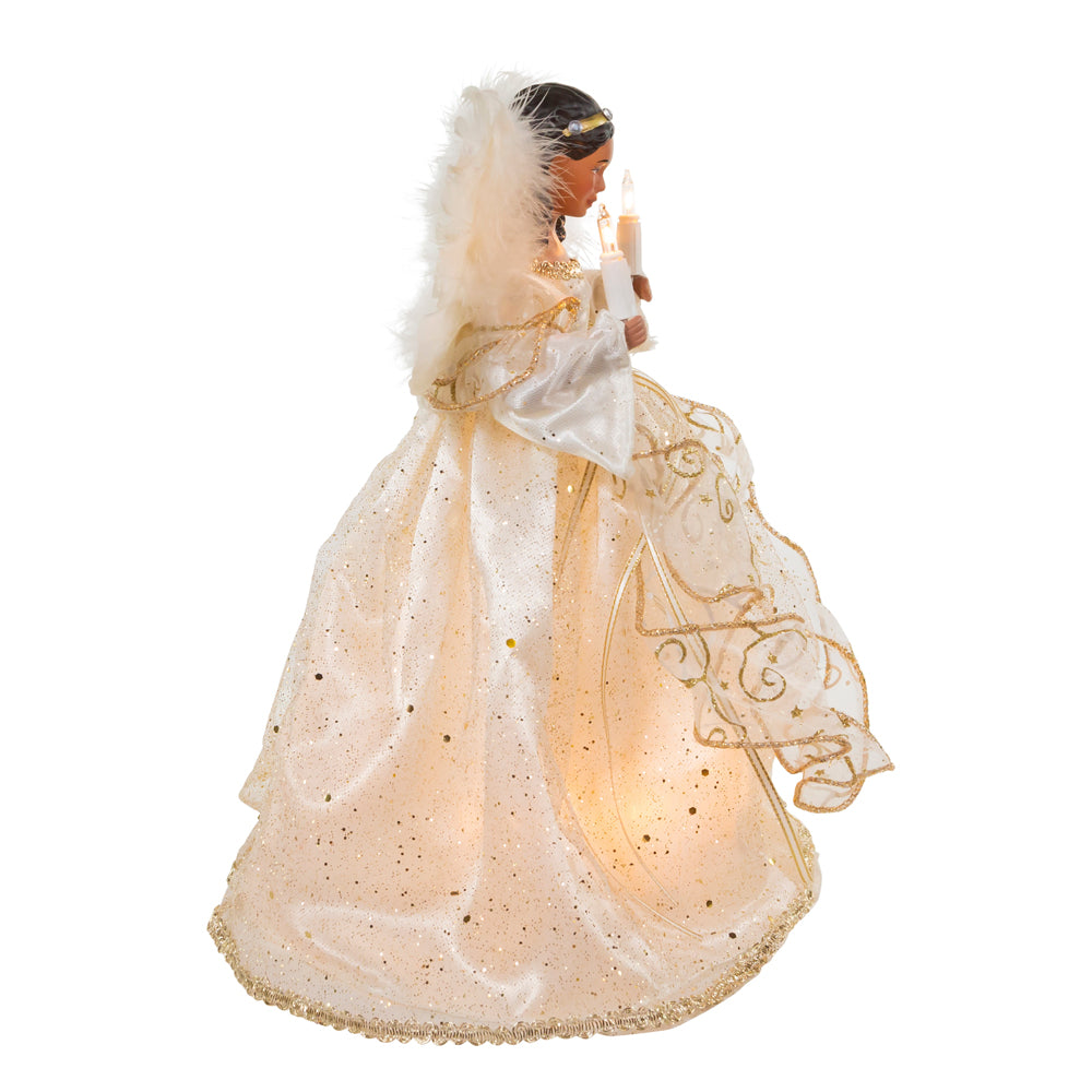 12" African American Angel Treetop- UL 10-Light Ivory & Gold