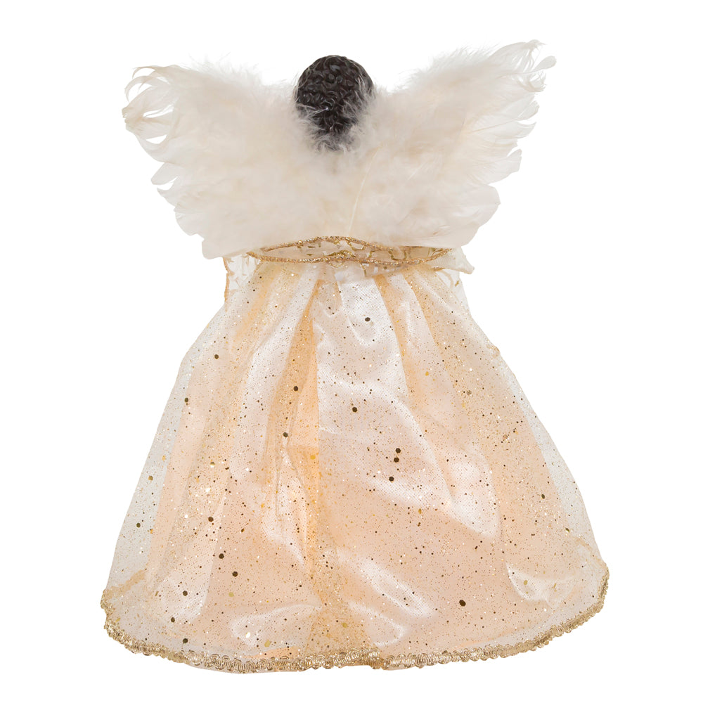 12" African American Angel Treetop- UL 10-Light Ivory & Gold