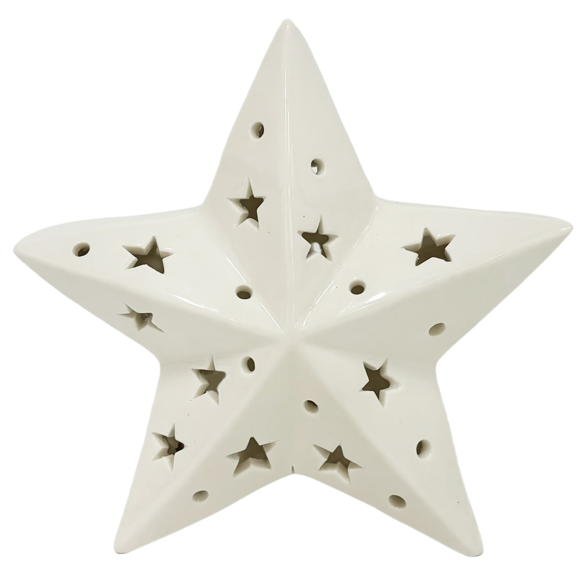 5.5″ White Ceramic Pre-Lit Christmas Star – Lighted Holiday Tabletop Decoration