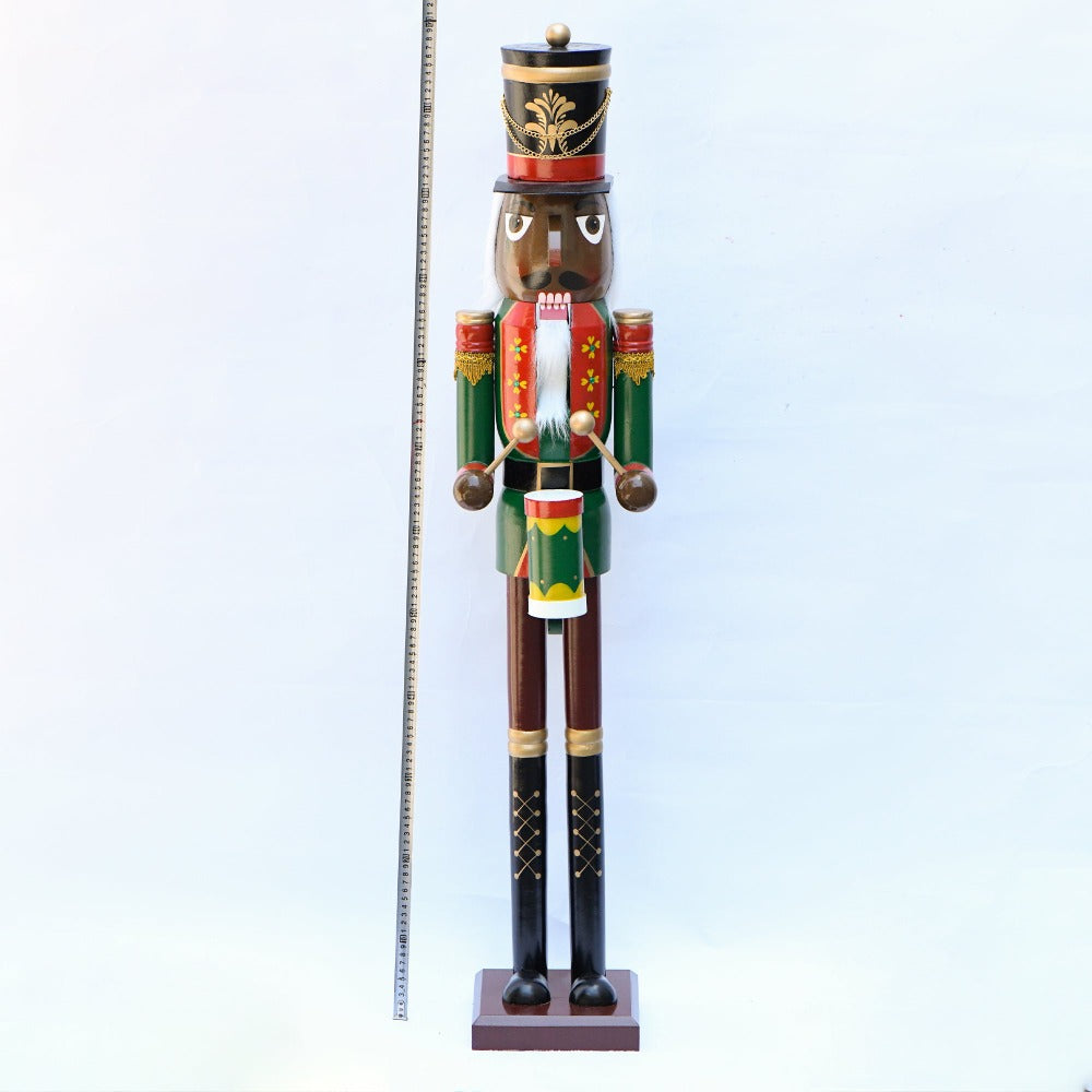 4ft Life-Size Blue Glitter Christmas Nutcracker King – African American Wooden Nutcracker Decoration
