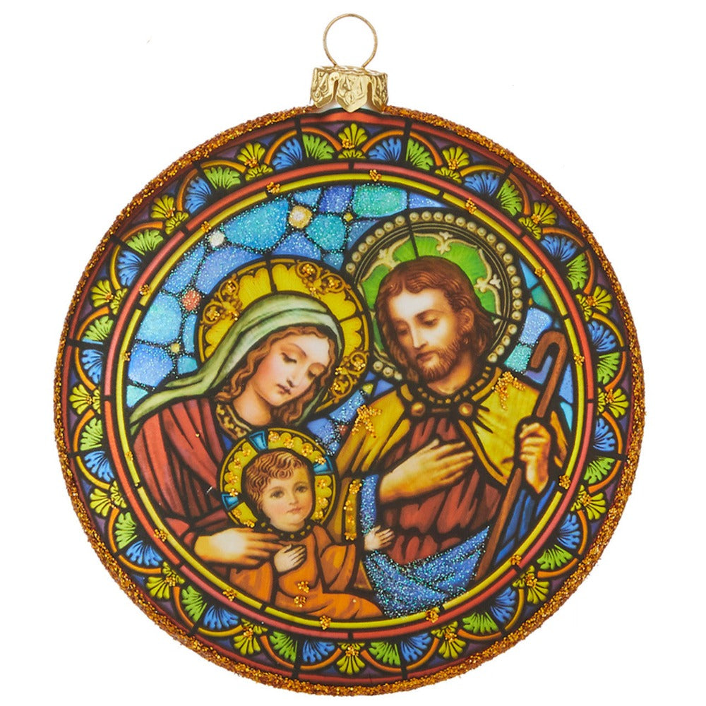 4" Holy Family and Three Kings Disc Ornament - Religious Christmas Tree Decoration