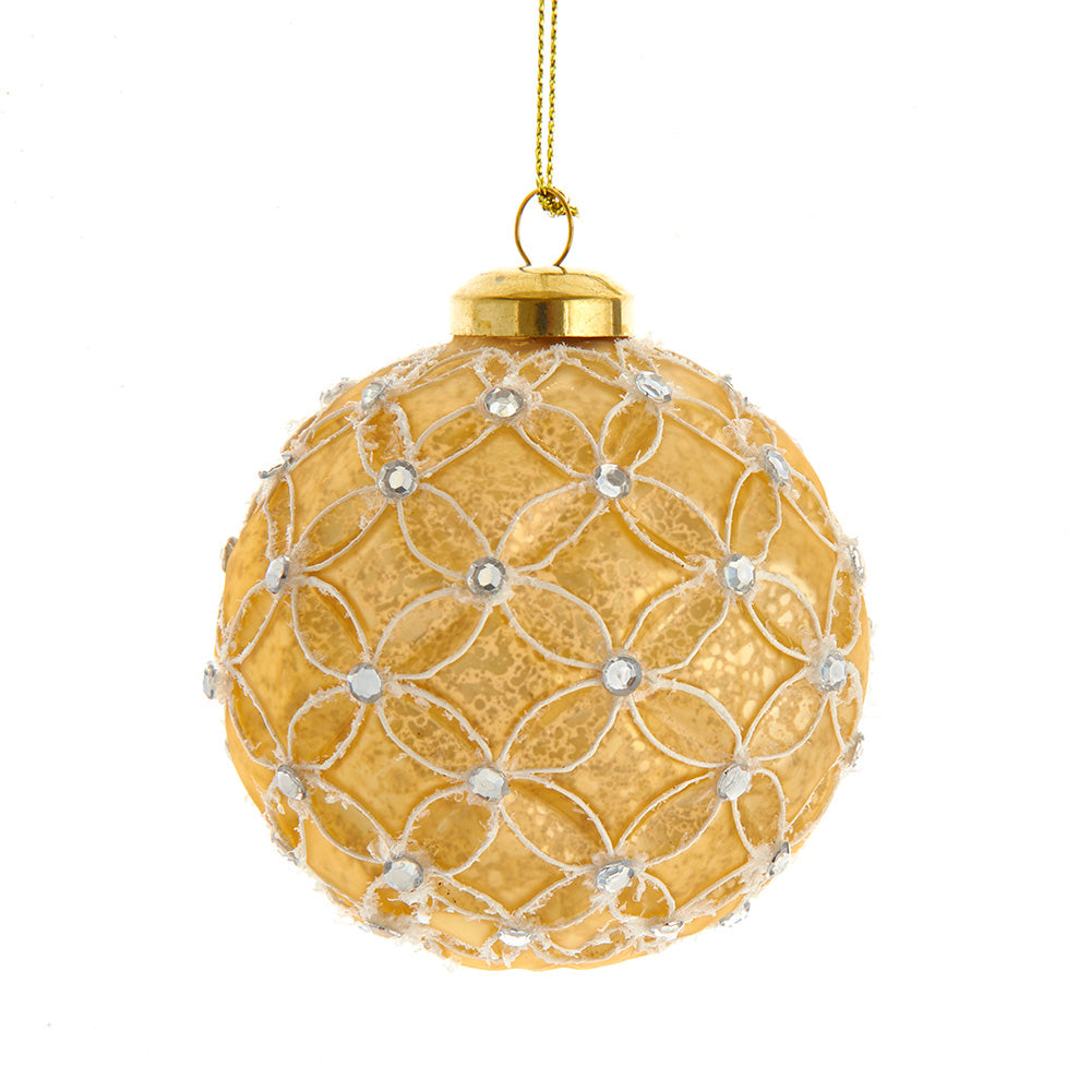 3.15" Gold Lattice Glass Ball Ornaments, 6-Piece Box Set Elegant Christmas Tree Decorations