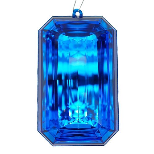 8″ Blue Rectangle Jewel Glitter Ornament – Sparkling Acrylic Jewel