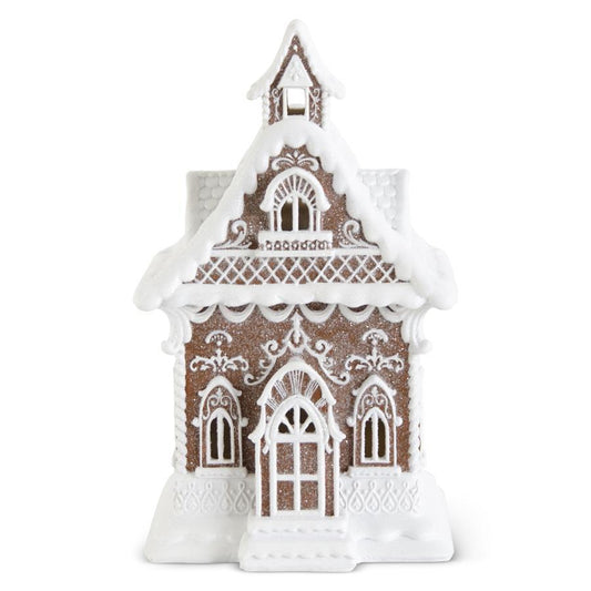 13.75" LED Gingerbread House with Timer –Christmas Decoration