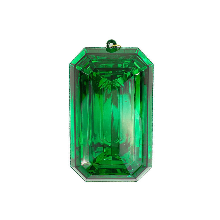 8″ Green Rectangle Jewel Glitter Ornament – Sparkling Acrylic Jewel