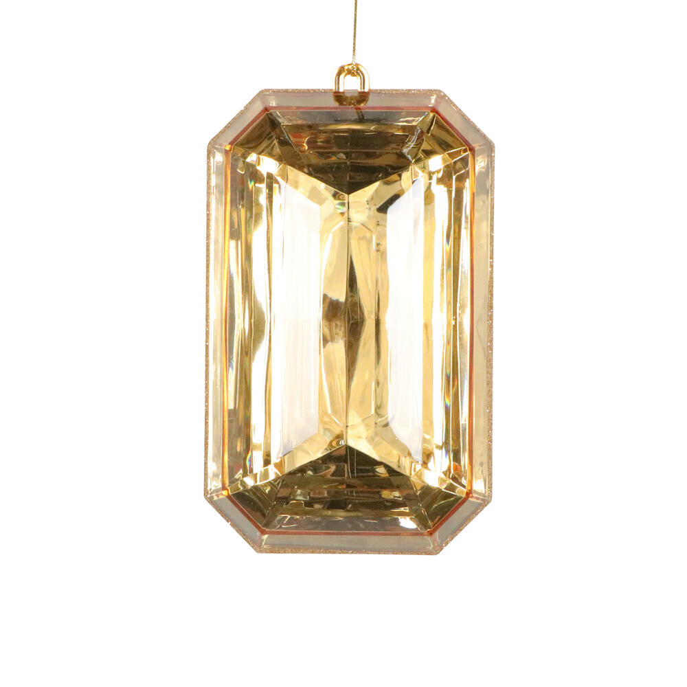 8″ Gold Rectangle Jewel Glitter Ornament – Sparkling Acrylic Jewel