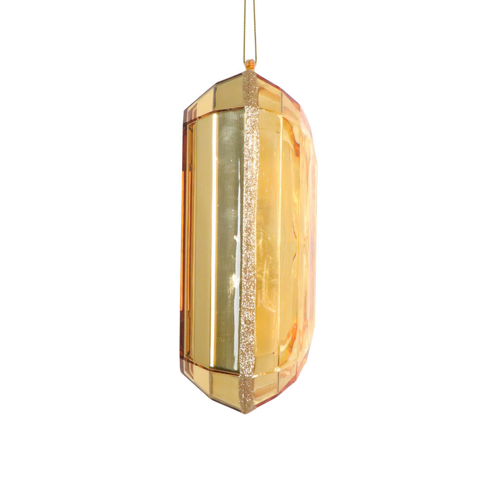 8″ Gold Rectangle Jewel Glitter Ornament – Sparkling Acrylic Jewel