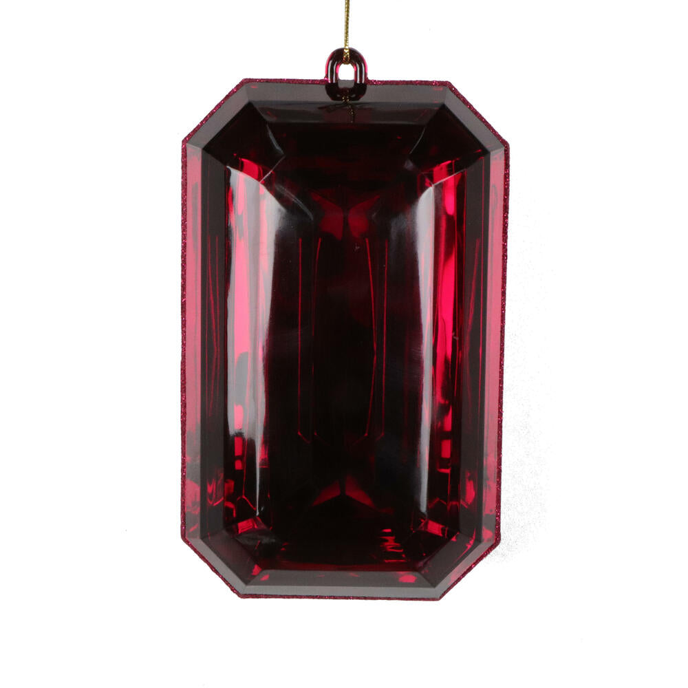 8″ Burgundy Rectangle Jewel Glitter Ornament – Sparkling Acrylic Jewel