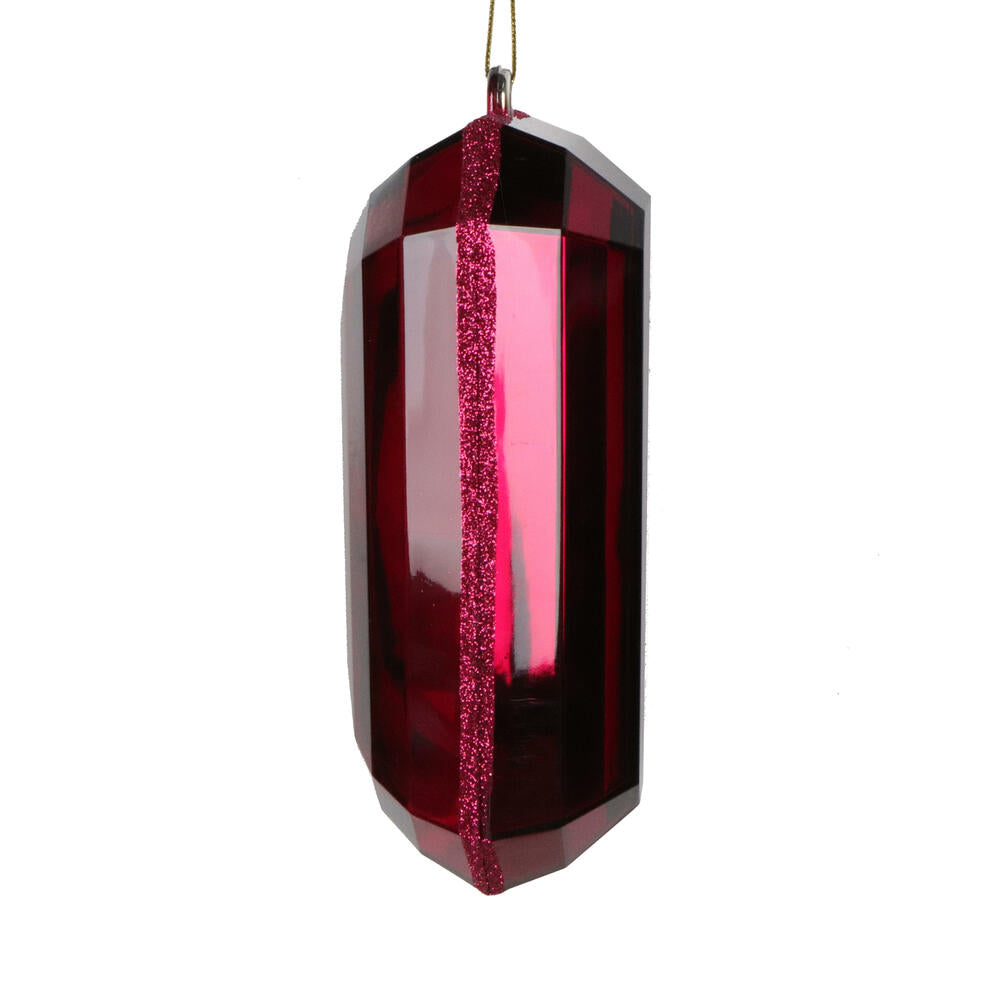 8″ Burgundy Rectangle Jewel Glitter Ornament – Sparkling Acrylic Jewel
