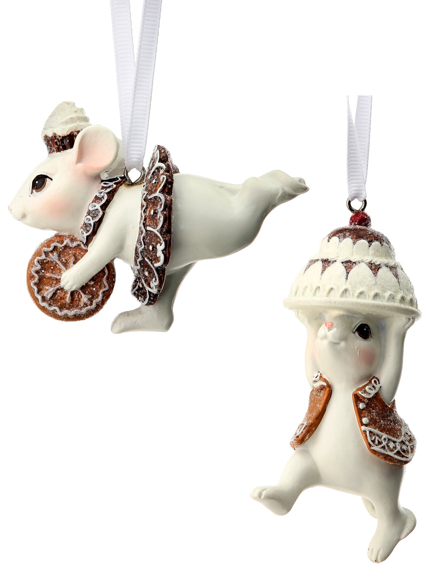 3" Gingerbread Baking Mice Ornaments – Adorable Christmas Decorations with Cake and Cookie Designs