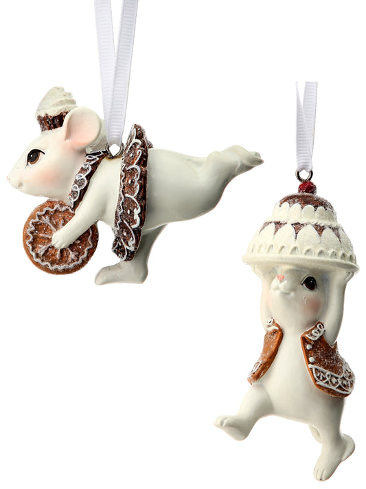 3" Gingerbread Baking Mice Ornaments – Adorable Christmas Decorations with Cake and Cookie Designs