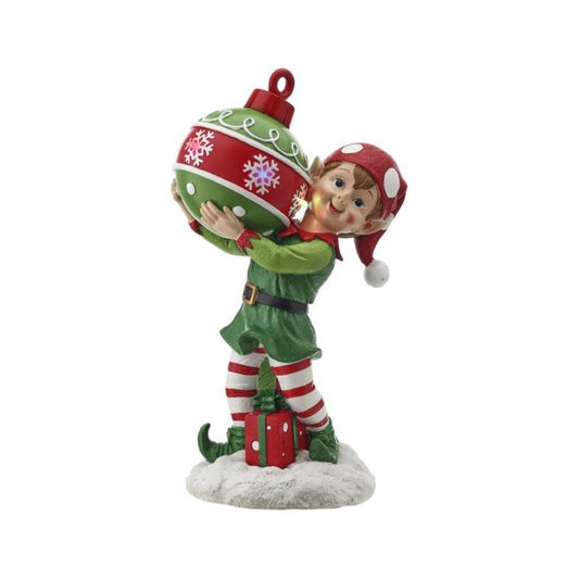 15" Elf with Ornament Ball Figurine