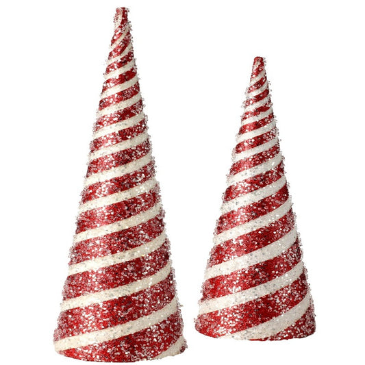 16" - 20" Candy Stripe Cone Decorations – Christmas Holiday Cheer Set of 2