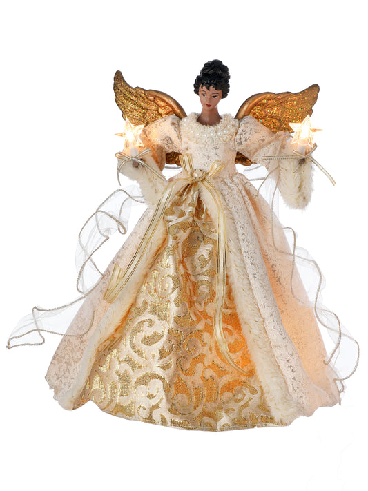 14-Inch African American Angel Tree Topper – Elegant Christmas  Decoration