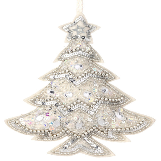 6" Embroidered Jewel Christmas Tree Ornament – Elegant Holiday Décor