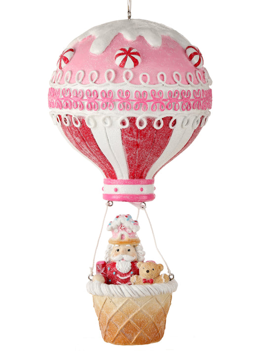 13.5" Santa in Hot Air Balloon – Whimsical Christmas Decoration