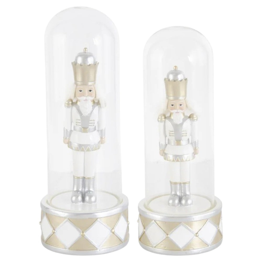 White & Gold Nutcracker Domes – Christmas LED Holiday Décor