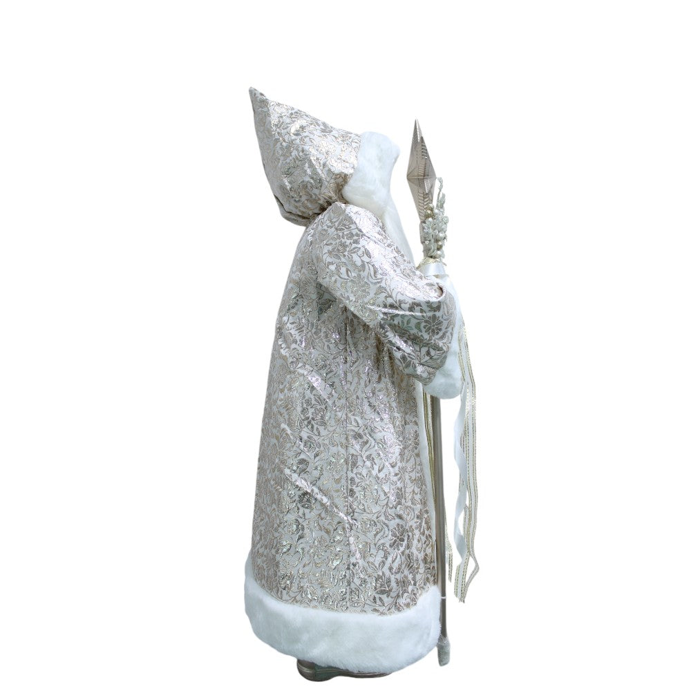 40” Ivory & Gold Santa Claus Figure Christmas Decoration - Elegant Holiday Decor