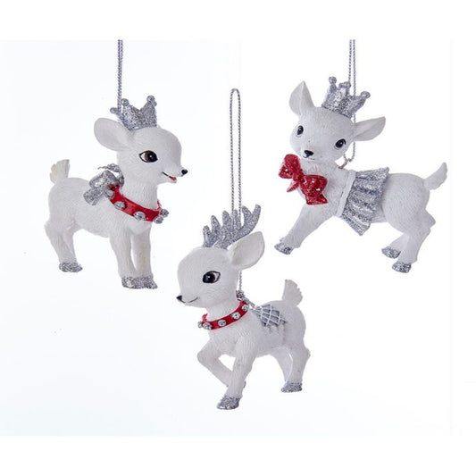 3" Baby Deer Ornaments – Set of 3 Assorted Resin Christmas Decorations