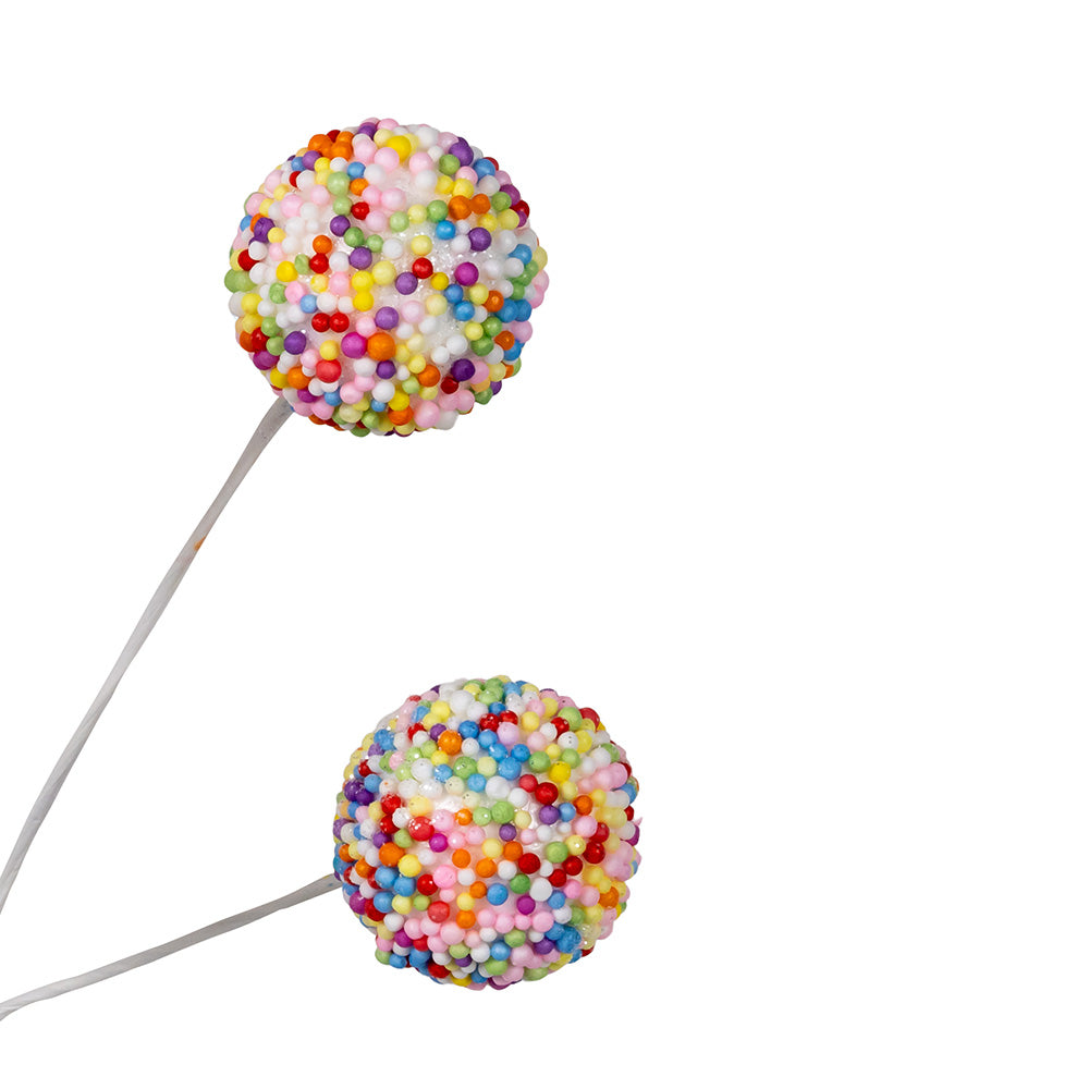 25.5" Sprinkle Glittered Ball Spray – Colorful Christmas Floral Accent