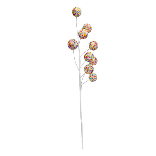 25.5" Sprinkle Glittered Ball Spray – Colorful Christmas Floral Accent