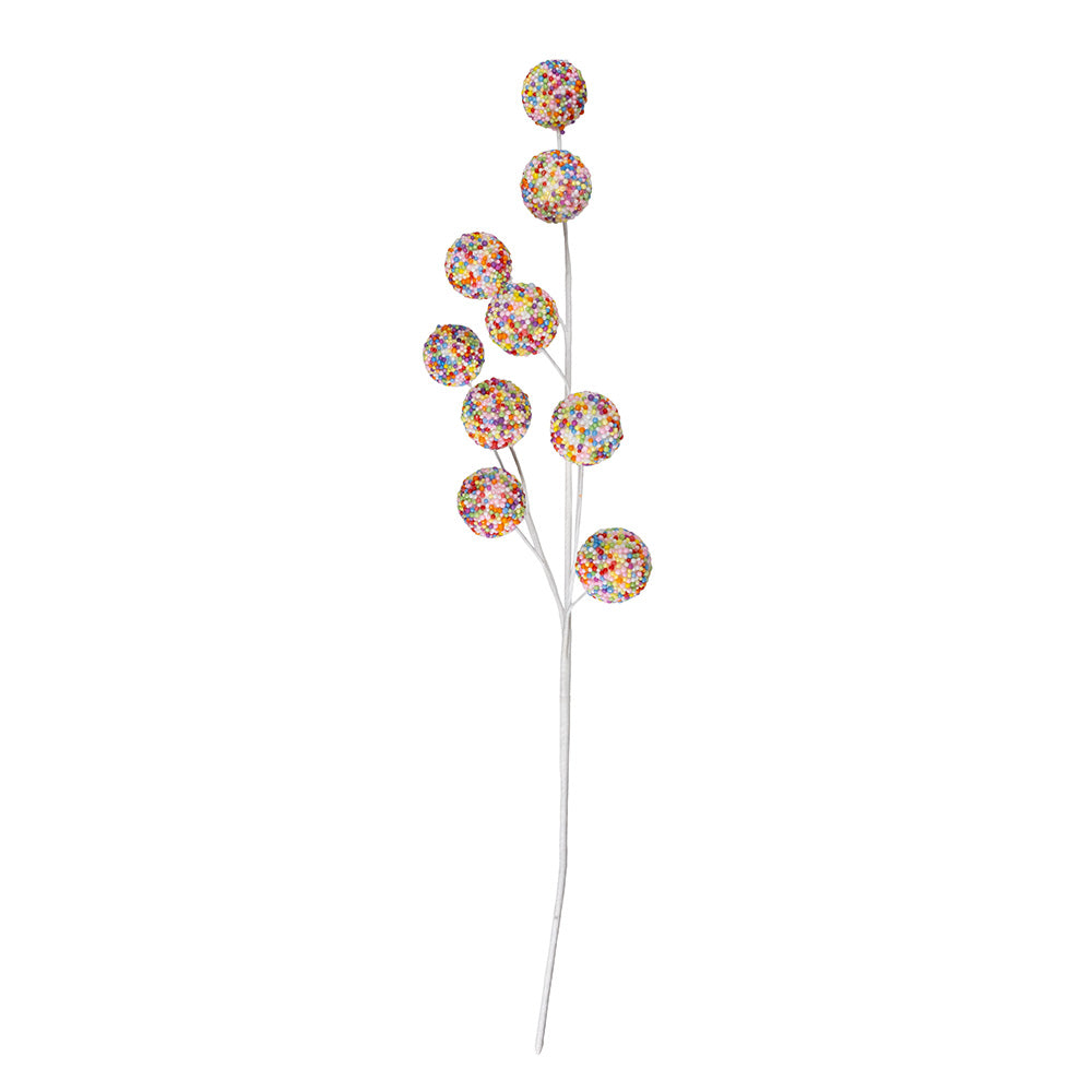 25.5" Sprinkle Glittered Ball Spray – Colorful Christmas Floral Accent