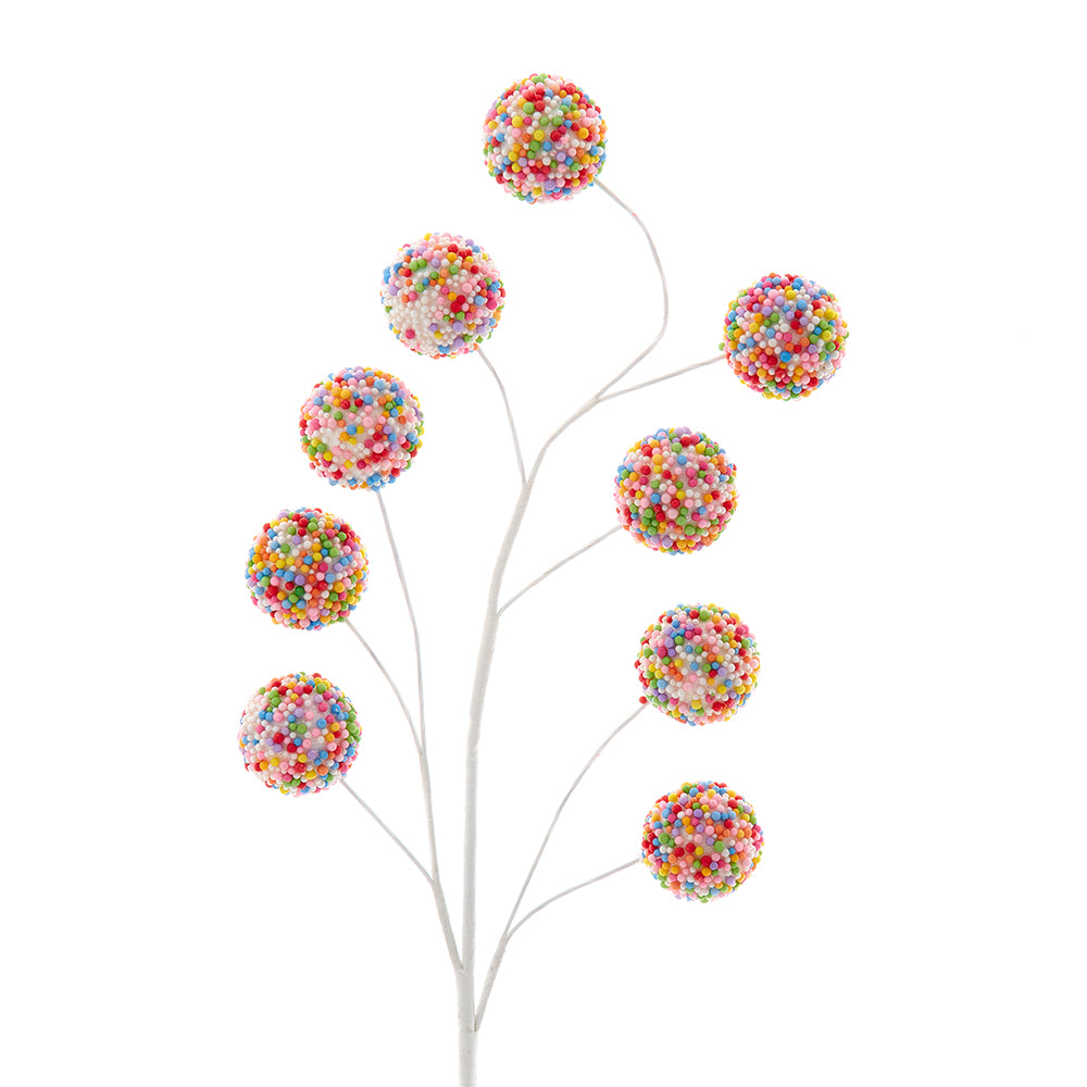 25.5" Sprinkle Glittered Ball Spray – Colorful Christmas Floral Accent