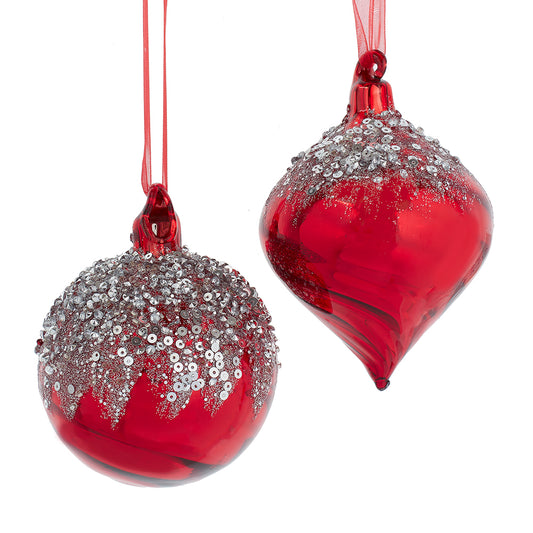 3-Inch Glass Shiny Red Ornaments - Elegant Christmas Tree Decorations