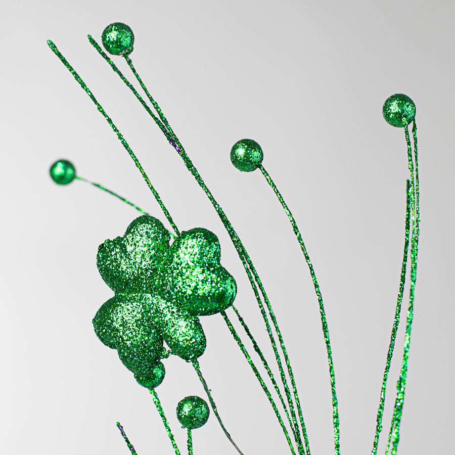 22" Emerald Glittered Shamrock Spray - St. Patrick's Day Decoration
