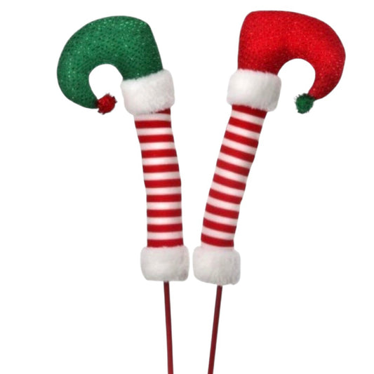 22" Fabric Santa's Workshop Elf Leg Pick As2 (Red Green White)