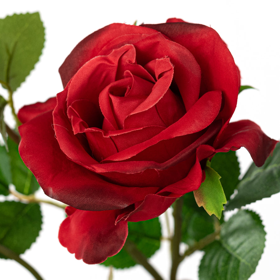 30" Red Rose Spray – Realistic Faux Floral Stem
